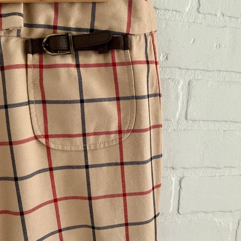 Vintage Y2K Women’s Trouser Pants Beige/tan/navy plaid Flare High rise size 8 - Picture 11 of 11